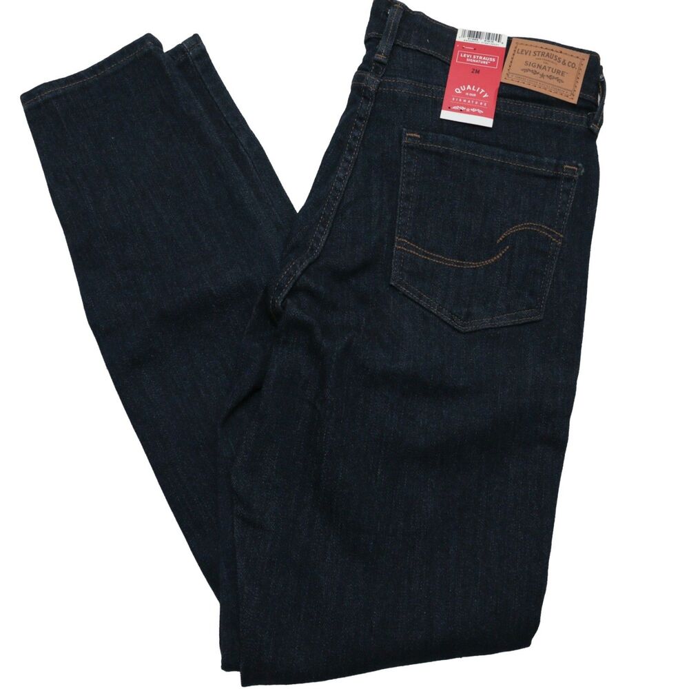 Levi Strauss Signature‎ Mid Rise Skinny Jeans Dark Wash Women's Size 2 Stretch